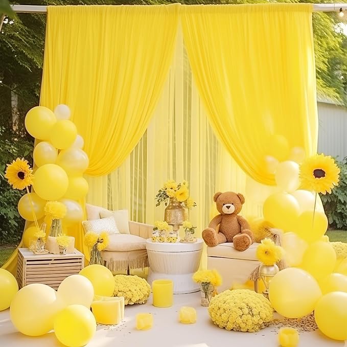 Yellow Backdrop Curtains-Wrinkle-Free Polyester Photography Drapes Party Curtain Background for Baby Shower Wedding Decorations- 16 X10FT (Yellow) - Image 8