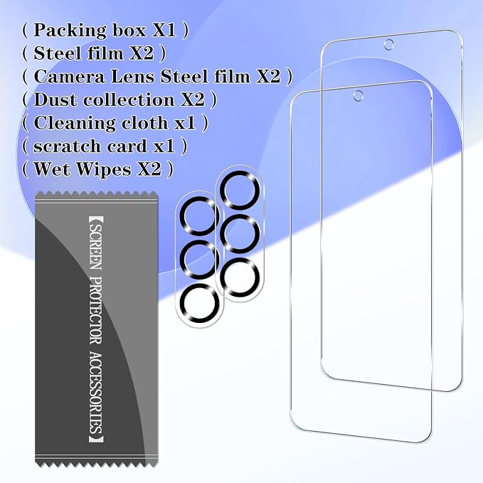 BIGFACE Galaxy S25 FE Tempered Glass Screen Protector + Camera Lens Protector [2 + 2 Pack][Case Friendly][Anti-Scratch][Ultrasonic Fingerprint Unlock] HD Protective Film for Samsung Galaxy S25 FE - Image 7