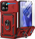 Taisairu for Motorola Moto G Power 2026/G Power 2025 Case with Screen Protector & Slide Camera Lens Cover, Built-in Ring Stand Cover for Moto G Power 2025/Moto G Power 2026 Case (Red) by Taisairu