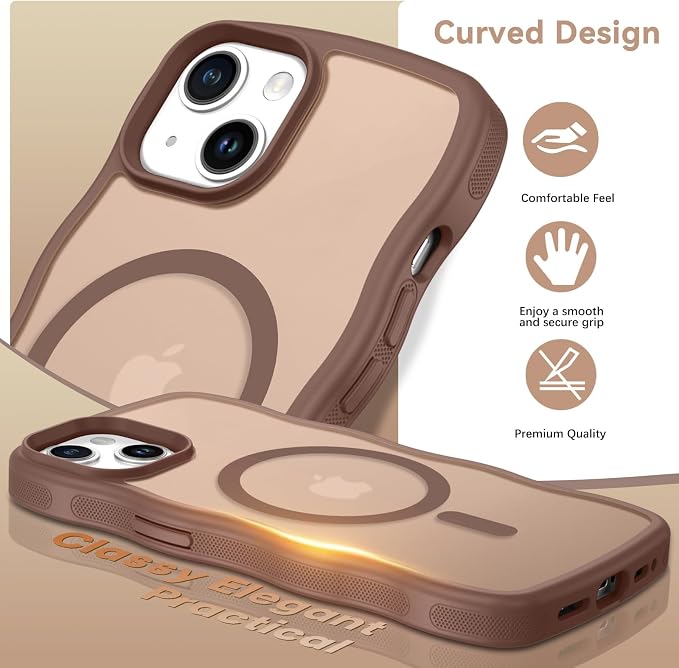 BENTOBEN Magnetic for iPhone 13 Case iPhone 14 Case, Cute Wavy [Full Camera Protection][Compatible with MagSafe] Matte Anti-Slip Bumper Women Girls Boys Protective Cover for 13/14 6.1" Desert Titanium - Image 7