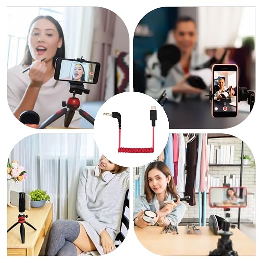 PEUTIER USB C to 3.5mm TRS Microphone Adapter for Rode Wireless GO 2 | Compatible with Rode Wireless GO 2 / ME/Pro Hollyland Lark M1 / M2 / MAX / 150 / M1 / MAX Duo Audio Output DAC Coiled Cable - Image 6