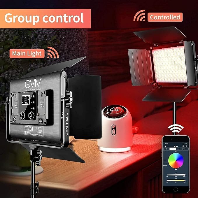 GVM 1000D RGB Led Video Light with 2 Softboxes, Photography Lighting Kit with Bluetooth Control, Full Color Video Lighting Kit with 18 Applicable Scenes, 2 Packs Led Light Panel for Video Shooting - Image 3
