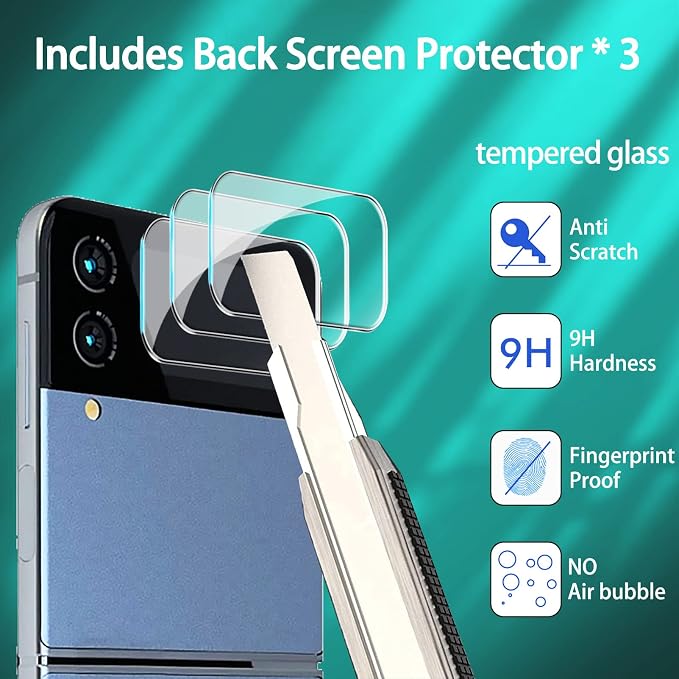IMBZBK 9 in 1 for Samsung Galaxy Z Flip 4 5G Screen Protector | 9H+ Hardness, Military Grade Shatterproof, Case Friendly, Bubble Free Easy Installation Frame, 3+3+3 Pack - Image 6