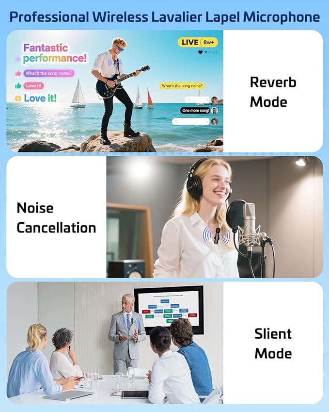 Pink Wireless Lavalier Microphone for iPhone & Android - Mini Clip-On Mic with Noise Cancellation, 65ft Range, 8H Battery, USB-C/Lightning - for TikTok, YouTube, Podcast, Live Streaming - Image 5