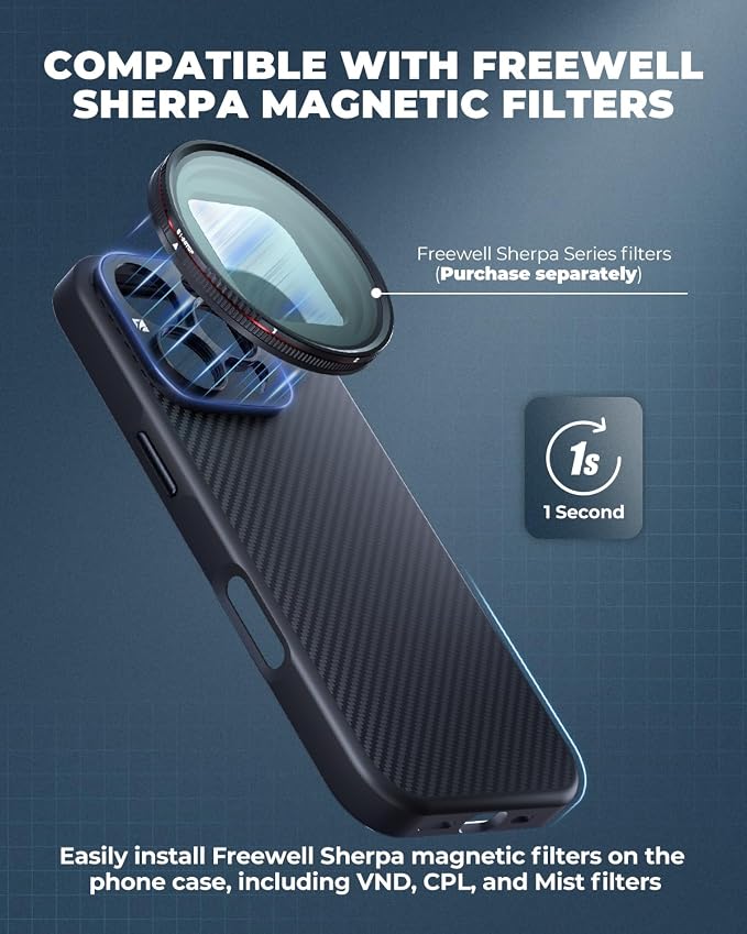 FREEWELL Pro Filmmaker Case for iPhone 13 Pro - Magnetic Filter & 17mm Lens Mount Black - Image 4