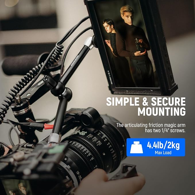 NEEWER 9.8"/25cm Adjustable Friction Magic Arm with 1/4" Screw on Both Ends, Compatible with SmallRig Cage, Flash/LED Light/Microphone/Monitor/SuperClip, Max Load 4.4lb/2kg, ST08 - Image 4