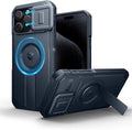 Dexnor for iPhone 15 Pro Max Case with Slide Camera Cover & Adjustable Kickstand, Compatible with MagSafe, Rugged Shockproof Bumper Cases Heavy-Duty Magnetic Protective Cover,6.7 inch,Navy Blue by Dexnor