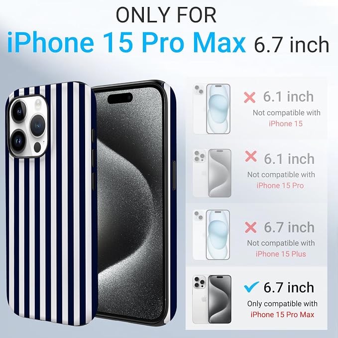 TPU Phone Case for iPhone 15 Pro Max, MagSafe Wireless Charging Compatible, Shockproof Slim Fit Protective Cover with Anti-Yellowing & Raised Camera Protection (Stripe 3, iPhone 15 Pro Max) - Image 2