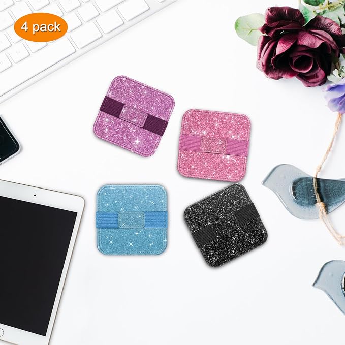 Fintie Screen Cleaning Pad, [4 Pack] Soft Cloth Car Phone Screen Cleaner | Microfiber Wipe Cleaning with Elastic Strap for iPad, iPhone, MacBook, Tablets, Laptop, Monitor (Glitter Pink/Black) - Image 6