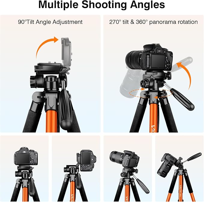 Tripod for Camera, 72" Tall Camera Tripod & Monopod with Remote, Professional Heavy Duty Compact Camera Stand for Phone, DSLR, Spotting Scope, Telescope, Binocular - Image 7