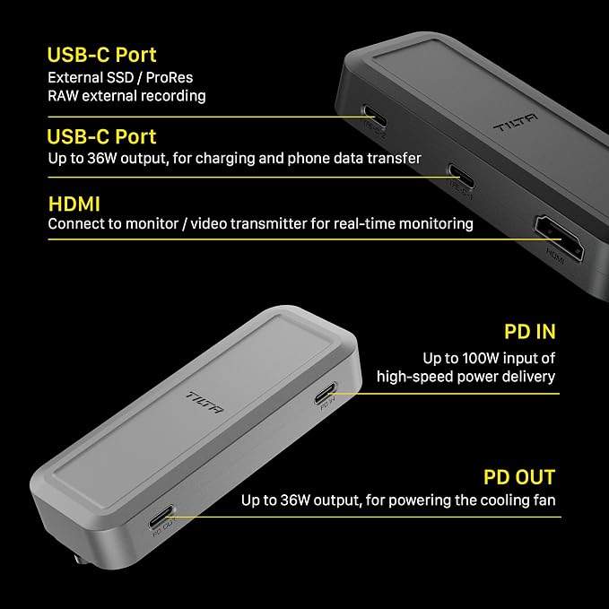 Tilta Khronos Universal Smartphone Case Ultimate Kit | USB-C Hub | Cooling System | Adjustable NATO Handle | ARCA Adapter | 58mm Variable ND Filter | 62mm Filter Tray | Filmmaking Cage | Space Gray - Image 5