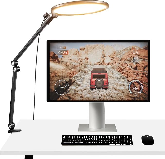 NEEWER Basics 10.5" Streaming Key Lighting, 3000-6500K 15W Full Screen LED Panel Ring Light with Adjustable Arm Stand Desk Clamp Timer for Laptop Computer Video Conference Zoom Makeup, R10 by Neewer