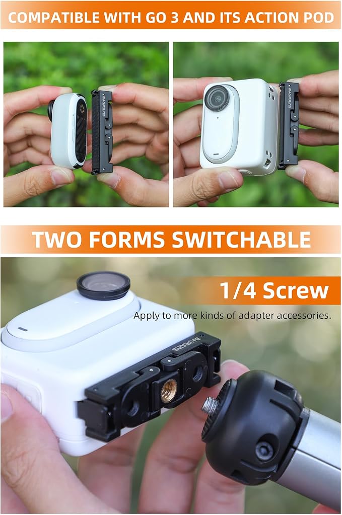Magnetic Quick-Release Mount for Insta 360 Go 3s Accessories | Aluminum Alloy Camera Mount Adapter With 1/4" Threaded Port For Tripods & Selfie Sticks, Vlogging - Image 5