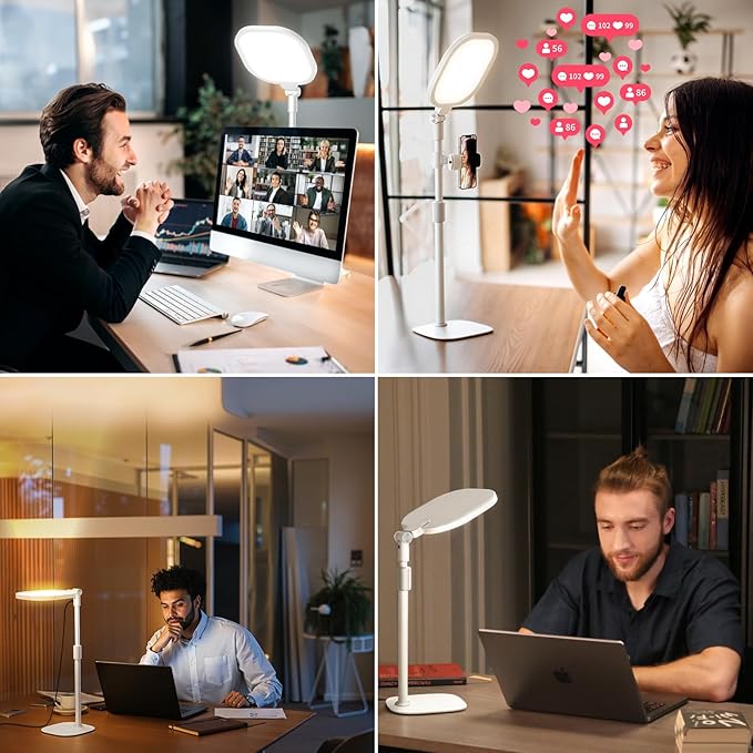 Desk Ring Light with Stand for Computer, Video Calls, Webcam - White | 30 Light Modes Video Conference Lighting for Zoom, Meetings, Streaming, Podcast, Laptop, Home Office. CRI 97.8 - Image 3