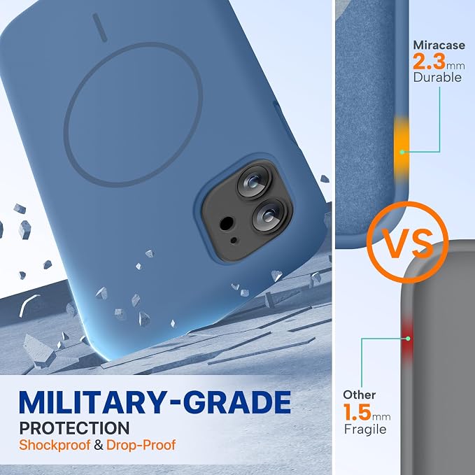 miracase Magnetic for iPhone 11 Case, [Soft Anti-Scratch Microfiber Lining], Compatible with MagSafe, Silicone Shockproof Protection Phone Case for 11, Glass Blue - Image 3