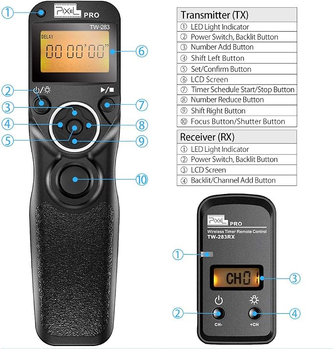 Remote Shutter Compatible for Canon, PIXEL Wireless Shutter Release Timer Remote Control E3/N3 Compatible for Canon Eos 1D 5D Mark IV 5D 6D 7D Mark R5 R6 50D 40D 30D 20D 10D D60 RP XT T7i 500D 90D - Image 2