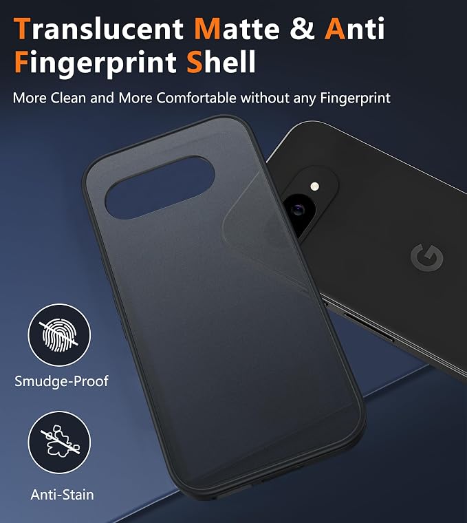 FNTCASE for Google Pixel 9a Case: Frosted Translucent Matte Shockproof Slim Protective Case - Military Grade Drop Proof Anti-Fingerprint Hard Back Cell Phone Cover (6.3 inch/Black) | 14FT Military Grade Drop Protection, Slim Shockproof Protective Cover... - Image 3