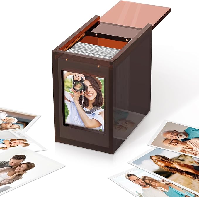 Acrylic Polaroid Frame & Photo Storage Box,for Instax Mini Polaroid Film, 2x3 Instax Frame,with Magnetic Sliding Cover Photos Display,Graduation Gifts Wedding Guest Book Alternative for Reception by DARCKLE