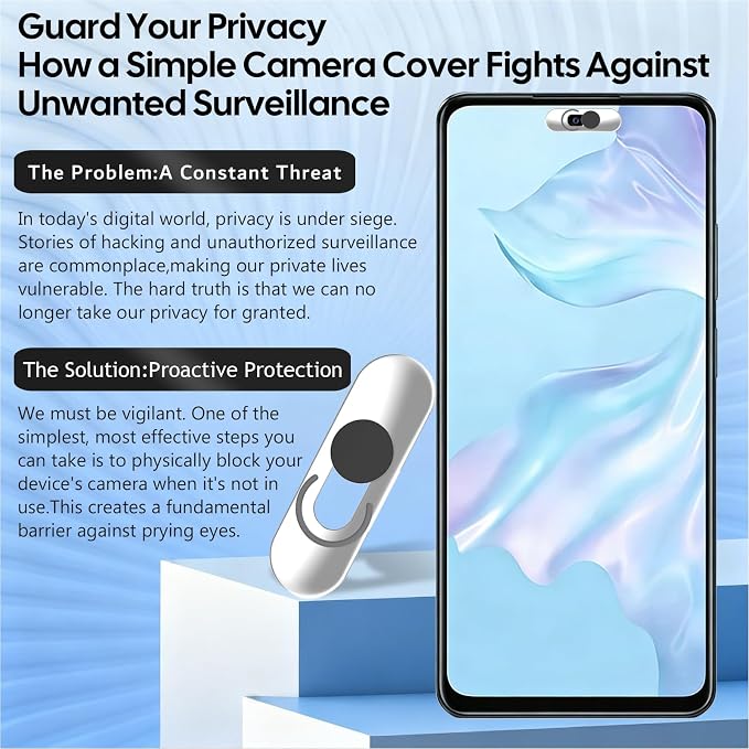 Front Camera Covers Compatible with Galaxy/iPad/Pixel | Smartphone Webcam Cover | Lens Protector,Camera Blocker for Privacy and Safety | 2Pack | Black - Image 5