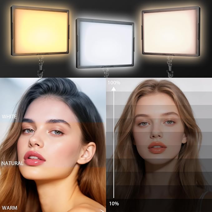 20W LED Photo Video Light 2-Pack, Bi-Color Dimmable Camera Lights | Photography Lighting Kit 2800-6500K CRI 97+ 2000LM for Studios, YouTube TikTok Video Recording, Game Streaming - Image 3