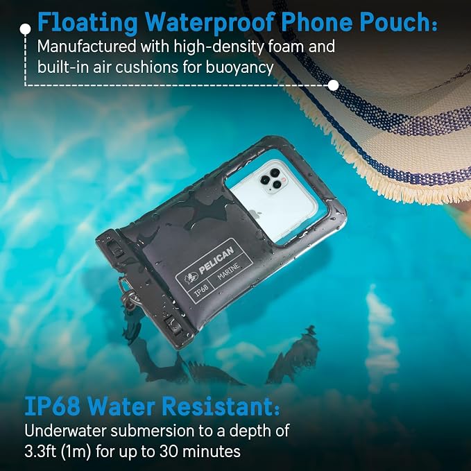 Pelican Marine Waterproof Phone Pouch (XL) - Stealth Black | Touchscreen IP68 Floating Waterproof Phone Case w/Detachable Lanyard - Fits All Phones - Beach Cruise Ship Travel Essentials - Image 2