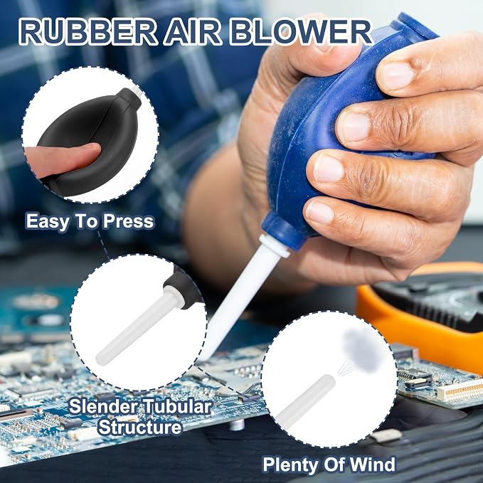 PATIKIL Soft Tip Air Blower Dust Blaster, 3 Pcs Rubber Bulb Air Pump Dust Blower Cleaner Cameras Lens Cleaning Tool with Long Nozzle for Camera Lens Computer Keyboard, Black/White - Image 3