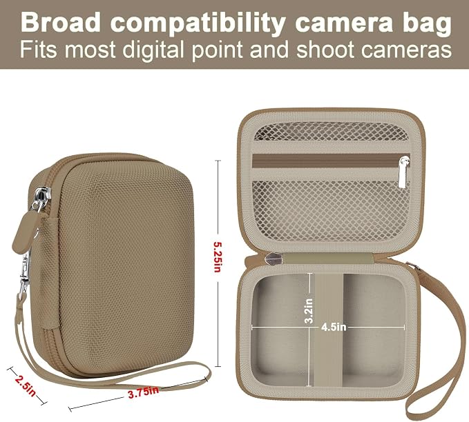 ALKOO Digital Camera Case for CAMKORY, Camera Pouch for KODAK Pixpro -Brown | for Lecran/for VAHOIALD Point and Shoot Camera, Hard Carrying Case with Mesh Pocket, Compact for Vlogging, Travel and Storage - Image 3