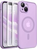 CAPRARO for iPhone 14 Case, Compatible with MagSafe | Upgraded [Full Camera Protection] Shockproof Protective Slim Translucent Matte Magnetic Phone Case 6.1'', Elegant Purple by CAPRARO
