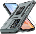 DEERLAMN Case for Samsung Galaxy S25 Plus/S24 Plus 6.7-Inch with Slide Camera Cover+Screen Protector(1 Pack), Rotated Ring Kickstand Military Grade Shockproof Protective Cover-Grey by DEERLAMN
