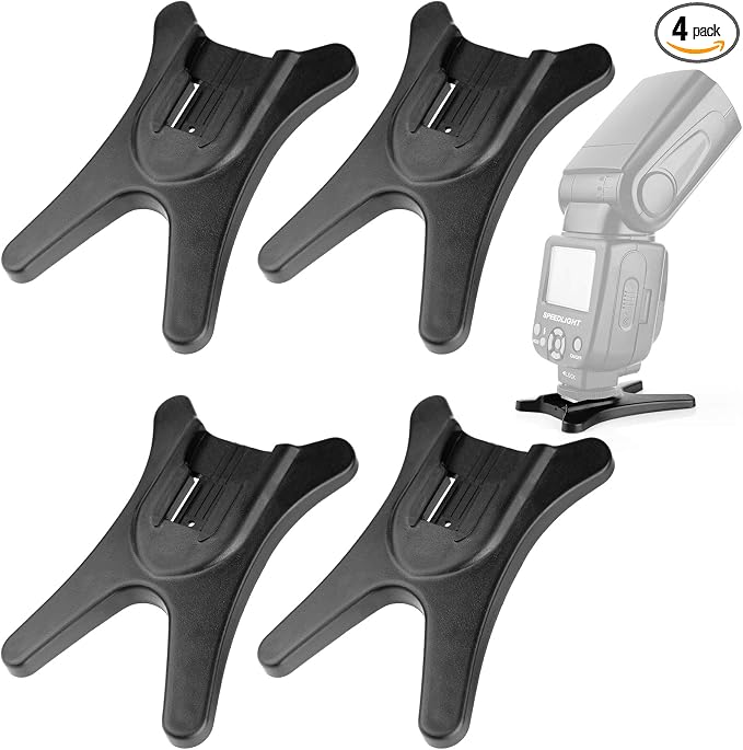 Anwenk Camera Flash Stand Flash Speedlight Hot Shoe Mount Stand with 1/4" Metal Tripod Thread for Flash Speedlight Speedlite, Compatible with Canon Nikon Sigma Olympus Panasonic Pentax 4 Pack by Anwenk