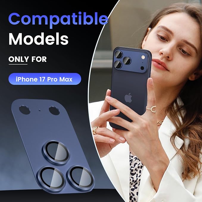 Tensea for iPhone 17 Pro Max Camera Lens Protector | Metal Aluminum Alloy Tempered Glass Cover Camera Screen Protector Accessories, Case Friendly - Image 2