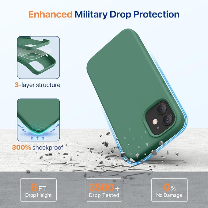 Miracase Silicone for iPhone 12 Case and iPhone 12 Pro Case, Acacia Green | Liquid Silicone Gel Rubber Shockproof Drop Protection Phone Case for iPhone 12/12 Pro 6.1 inch - Image 4