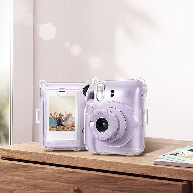 Fintie Protective Case for Fujifilm Instax Mini 12 Instant Camera - Crystal Hard Shell Cover with Upgraded Film Pocket for Storing Photos & Removable Shoulder Strap | Crystal Hard Shell Cover, Back Films Pocket, Adjustable Shoulder Strap, Scratch Pesis... - Image 4