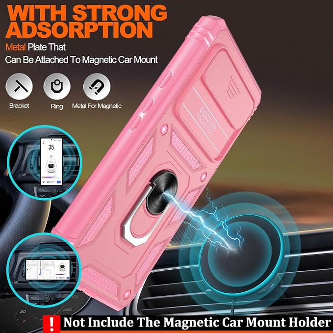 Gritup for Phone Case Pixel 6: Google Pixel 6 Case with 2*Screen Protector | Magnetic Stand & Slide Camera Cover | Shock Proof Military-Grade Funda para Pixel-6 Cover, Pink - Image 6