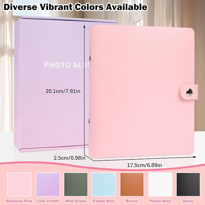 Ruibytree 320 Pockets Album for Instax Mini & Polaroid 2x3" Pictures, Pink | Gift-Ready Packaging, PU Leather Cover, Acid-Free Pages, Side-Loading Clear Pockets, Durable Binding, Easy Photo Viewing - Image 5
