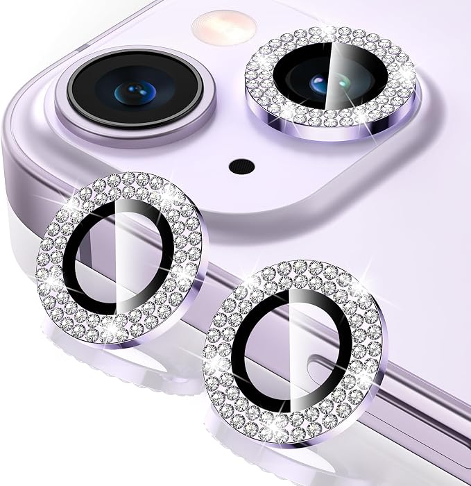 Tensea for iPhone 14/14 Plus Camera Lens Protector Bling, Camera Cover | 9H Tempered Glass Camera Screen Protector, Metal Individual Ring for iPhone14 6.1inch/ 14Plus 6.7inch, HD Clear, Easy Install by Tensea