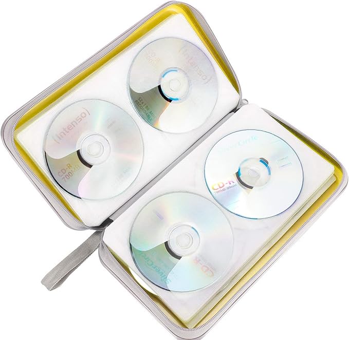 Siveit CD DVD Cases 96 Capacity Disc Storage Binder for Car(Yellow) | Hard Plastic CD DVD Disc Cases Storage Binder Wallet for Car Home Office Travel - Image 5