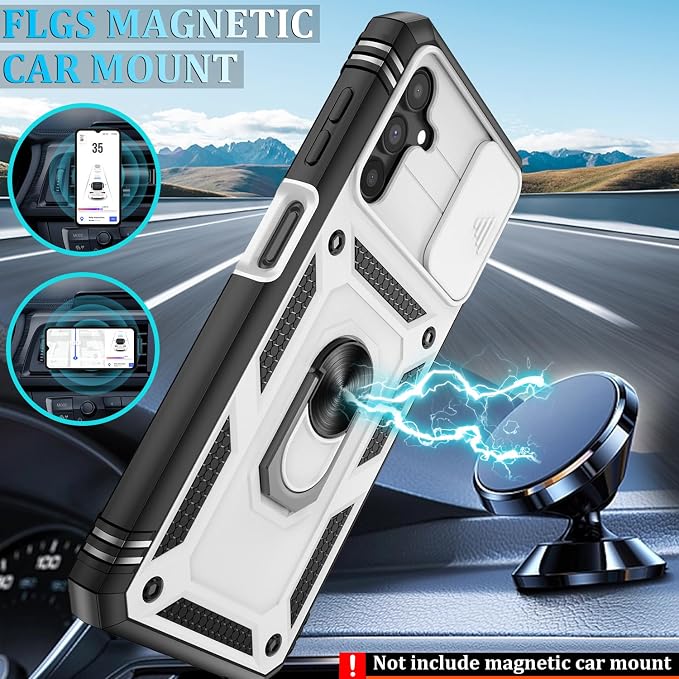 Gritup for Samsung Galaxy A13 5G Case with 2PCS Screen Protector, Build in 360° Rotating Ring Kickstand, Military Grade Protective Cover for A13 5G Phone, White+Black - Image 6