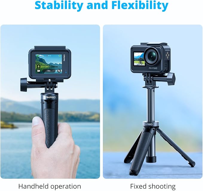 AKASO 10"/26cm Selfie Stick Tripod Lightweight Action Camera Mount | Compatible with AKASO EK7000/Brave 4/EK7000 Pro/Brave 7 LE/Brave 7/GoPro Hero 13/12/11/10/ 9/Max/DJI Osmo Action 5/4/3 - Image 4