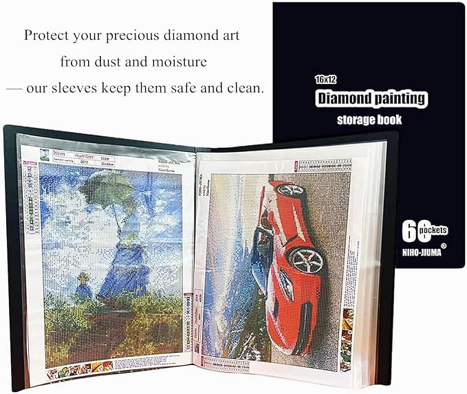 NIHO-JIUMA Diamond Art Portfolio - 60 Page | Storage Book for 12x16 inches / 30x40 cm Diamond Paintings | Gift for diamond art enthusiasts - Image 4