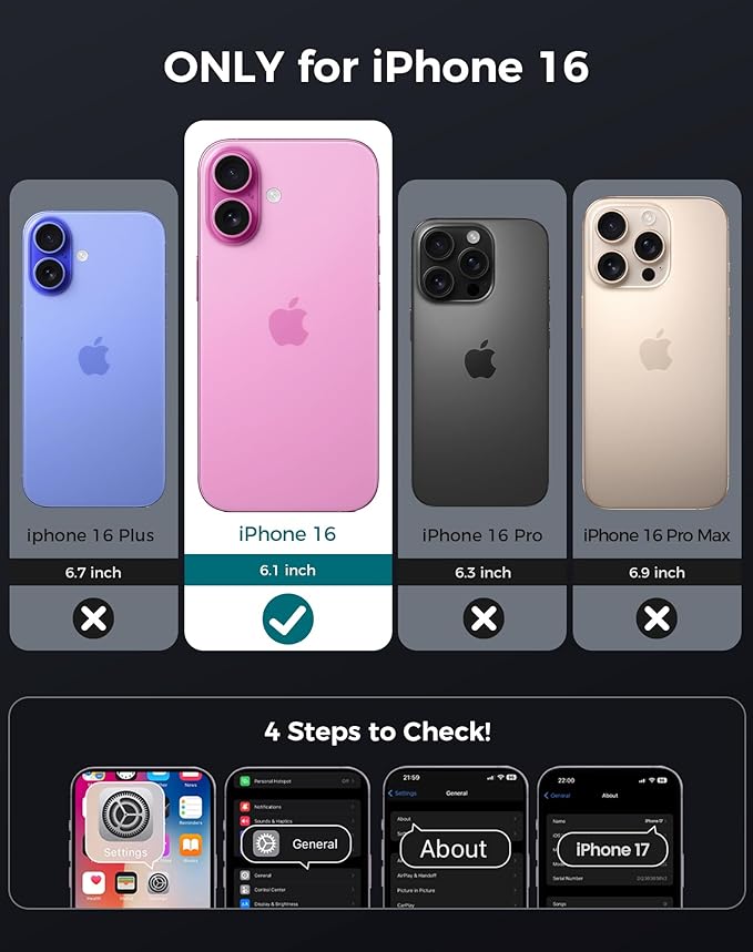 Goton 3 in 1 for iPhone 16 Case with Privacy Screen Protector Pink | Glass Camera Lens Protector,Compatible for MagSafe,Invisible Kickstand, Shockproof Phone Cover for iPhone16 - Image 2