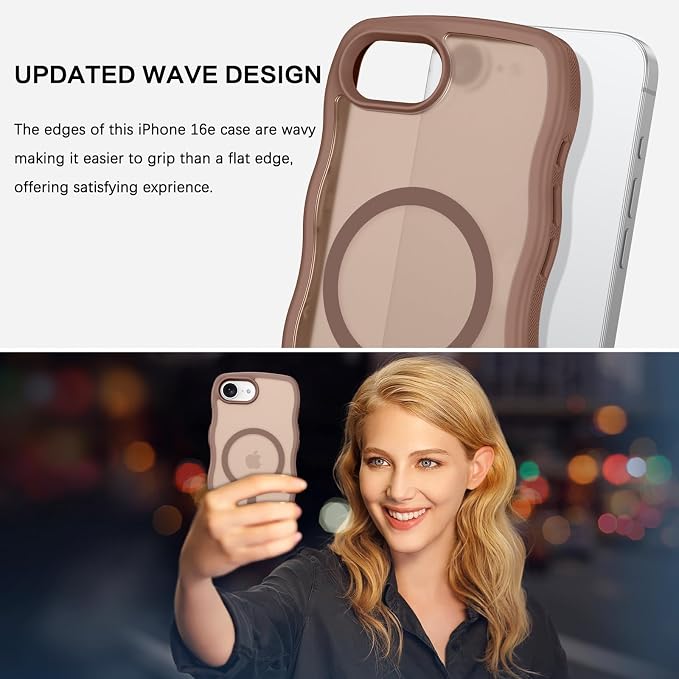 BENTOBEN Magnetic for iPhone 17e Case,Cute Wavy Frame [Compatible with MagSafe] Translucent Matte Anti-Slip Bumper Women Girls Boys Men Shockproof Drop Protective Cover for iPhone 17e,Desert Titanium - Image 5