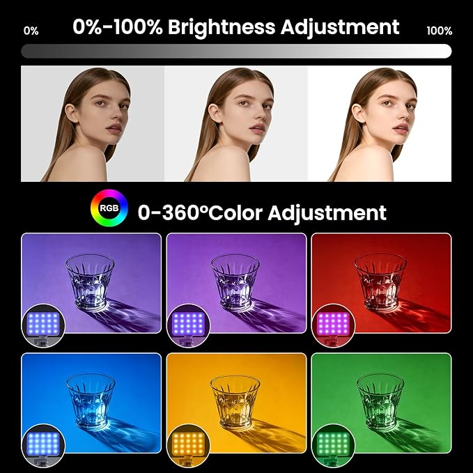 RGB Video Light, 135 LED Portable Camera Light, 360° Full Color Photography Lighting, 2700-7500K CRI 95+, 13 Light Modes for Phone, DSLR Video Recording, Vlog, YouTube Game Live Streaming - Image 6