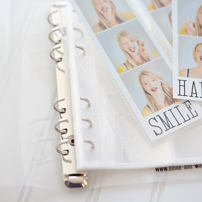 Photo Album For 2X6 Photo Booth Slip In Strips And 4X6 Pictures - 6 Ring Notebook Binder With 20 2 By 6 Sleeves - Fits 80 Photobooth Prints (QUARTZ SPARKLE, 2X6) - Image 6