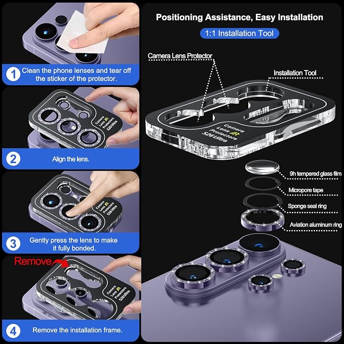 WSKEN for Samsung Galaxy S26 Ultra Camera Lens Protector - Ultra Thin | Case Friendly, 9H Shatterproof Tempered Glass, Anti Scratch Metal Circle, Camera Screen Protector Cover Accessories - Image 6
