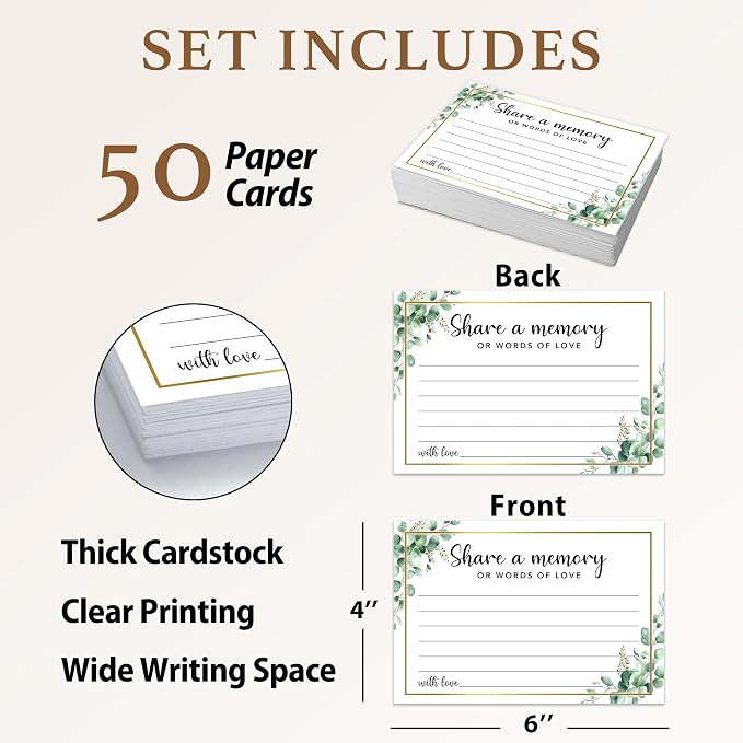 Share A Memory Cards for Celebration Of Life - Set of 50 Memorial Cards for Weddings, Anniversaries, Memorials, Funerals, Birthdays, Graduation, Retirement, Going Away -A06 - Image 2