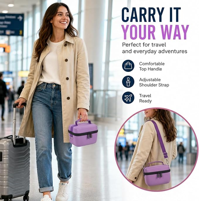 Comecase Large Travel 4K Vlogging Camera Case for Duluvulu/for AUREAPIX | Outdoor Camera Storage with 2 Dividers and Mesh Pocket, for Vloggers and Content Creators, Trip Ready, Purple - Case Only - Image 6