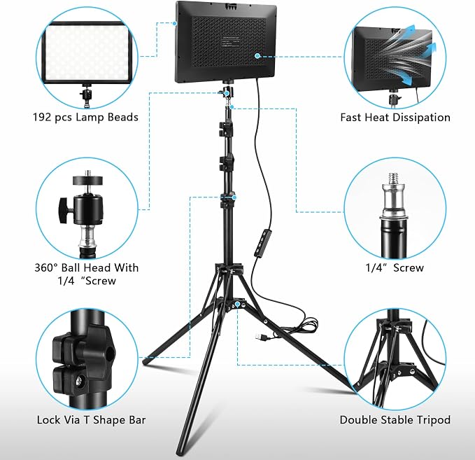 15W LED Photo Video Light 2-Pack, 69" Photography Lighting Kit for Camera | Bi-Color Dimmable LED Continuous Lights, 2800-6500K CRI 97+ 2000LM for Studios,YouTube TikTok Video Recording,Game Streaming - Image 5