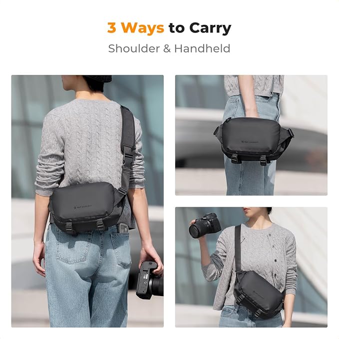 K&F CONCEPT Small Camera Sling Bag Everyday Shoulder Bag | Multifunction Photography Compact Crossbody DSLR Portable Bag, Compatible for Canon/Nikon/Sony, BS10 - Image 7