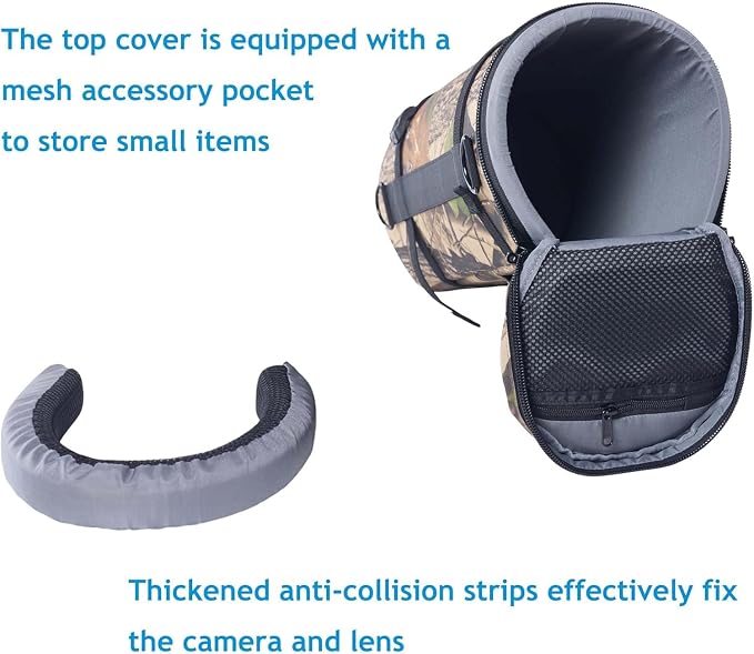 ZZQ&CCF Camera Lens Pouch Bag for Canon RF 200-800mm F6.3-9, Large Thick Lens Carry Bag, Water Resistant Protective Camera Lens Pouch for Super-telephoto Zoom #UCP - Image 5